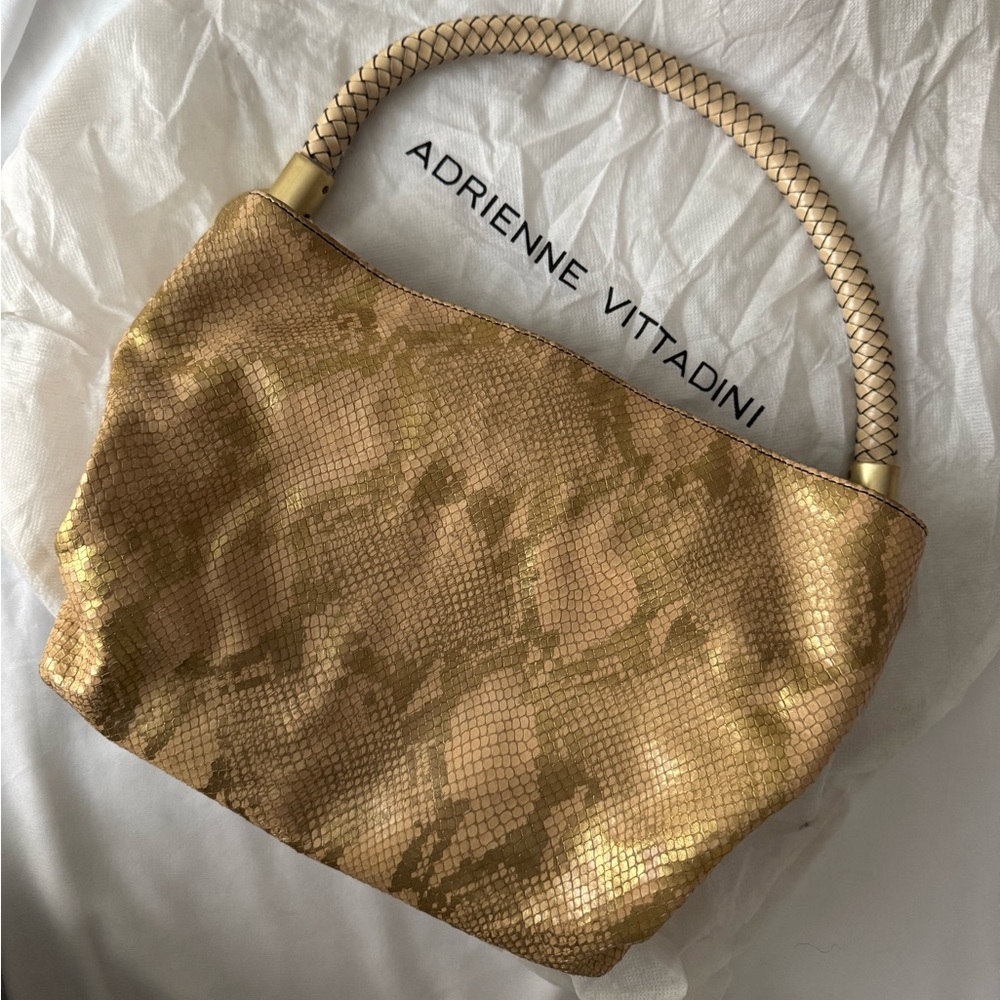 Adrienne Vittadini Gold Shoulder Bag with Metallic Finish